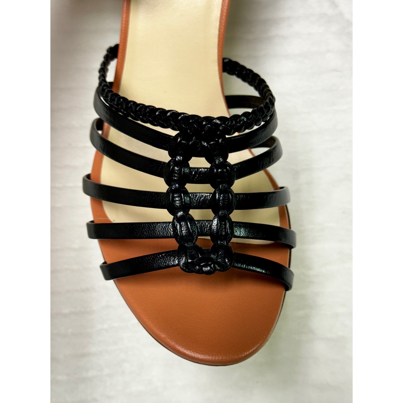 Francesco Russo Braided Ankle Strap Heeled Sandal, Black, Sz 38 — image 8 of 8